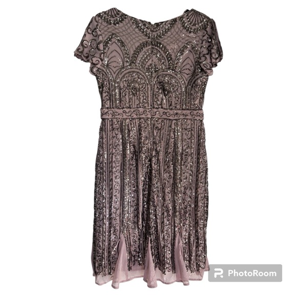 Mauve Mid-Length Beaded Dress 10P EUC Worn Once - Picture 2 of 6
